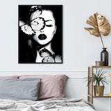 Oliver By Oliver Gal Black & White Dutchess Of The Butterflies Lady Glam Butterfly Wall Art Framed In Glass - Large - Aura In Pink Inc.