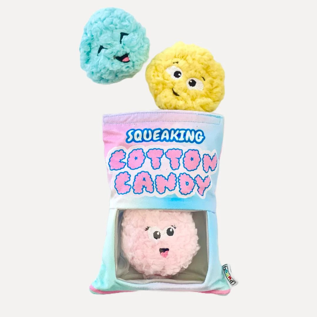 Outward Hound Cotton Candy Crinkly Puzzle Snack Bag Squeaky Plush Hide &  Seek Dog Toy
