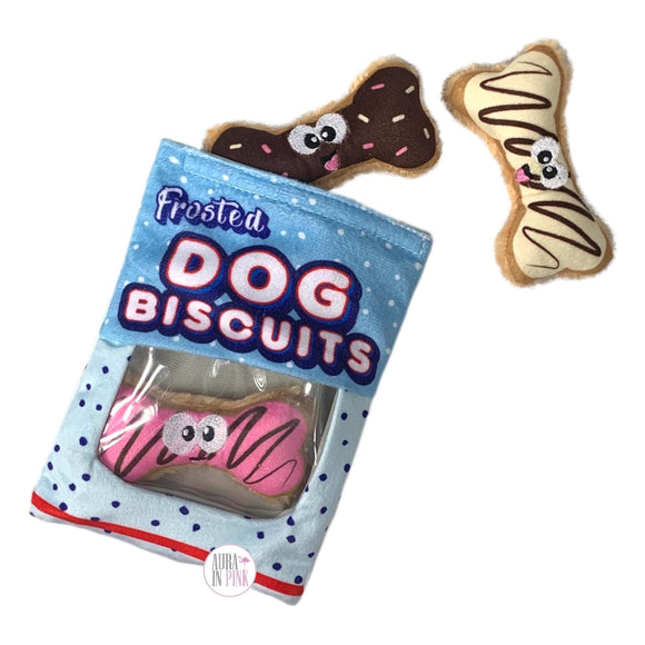 Outward Hound Frosted Dog Biscuits Crinkly Puzzle Snack Bag Squeaky Plush Hide & Seek Dog Toy - Aura In Pink Inc.
