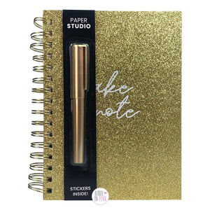 <transcy>Silver Glitter Wake Up und Be Awesome Spiral-Bound Notebook</transcy>