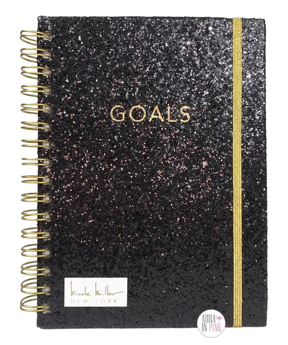 Paper Tales Nicole Miller New York Goals Black Glitter & Gold Spiral-Bound Journal