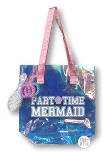Part Time Mermaid Iridescent Tote Set - Aura In Pink Inc.