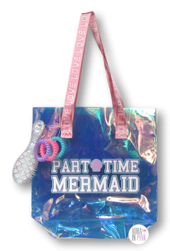 Part Time Mermaid Iridescent Tote Set - Aura In Pink Inc.
