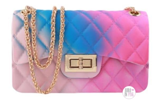 Pastel Rainbow Quilted Handbags w/Versatile Golden Chain Straps