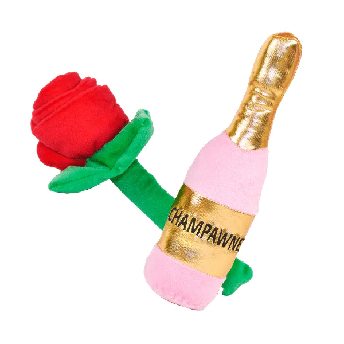Patchwork Pet Premium Champawne & Rose Squeaky Plush Dog Toy Set Patchwork Pet Premium Champawne & Rose Squeaky Plush Dog Toy Set