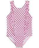 Penelope Mack Classic Pink Polka Dot Ruffled Toddler Bathing Suit - Aura In Pink Inc.