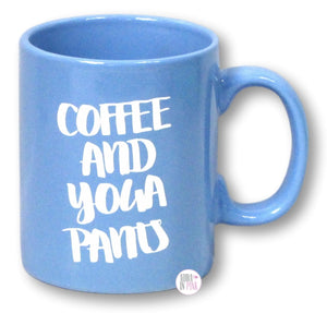 Periwinkle Blue Coffee And Yoga Pants Coffee Mug - Aura In Pink Inc.