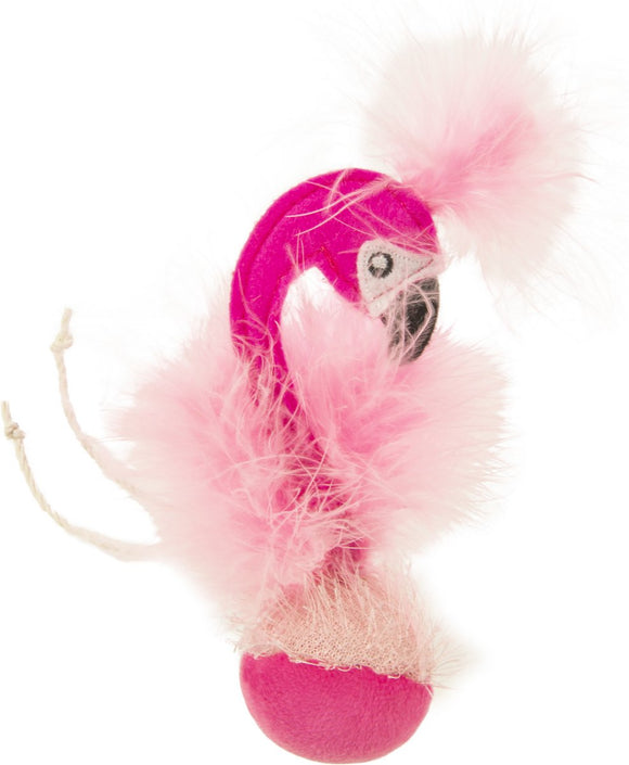 Petlinks Frisky Flamingo Happy Nip Sound Rocker Feathered Catnip Cat Toy w/Touch Action Realistic Bird Sounds - Aura In Pink Inc.