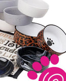 Petrageous Designs Leopard Print Paw Handcrafted Stoneware Ceramic Pet Bowl - Aura In Pink Inc.