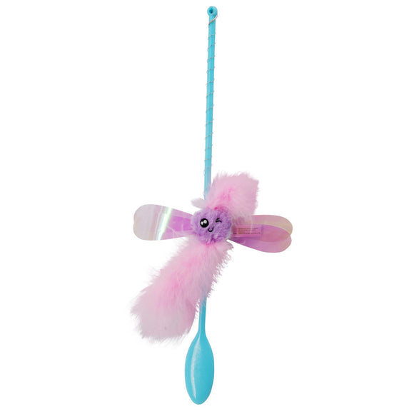 Petstages Fairy Flutter Pink Feather Crinkle Wings Flutter Action Catnip Cat Teaser Wand - Aura In Pink Inc.