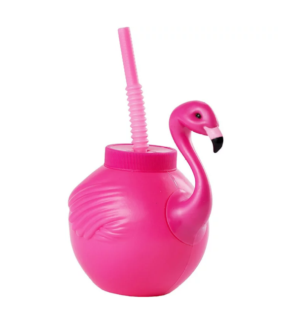 Pink Flamingo Sipper Cup w/Reusable Bendy Straw - Aura In Pink Inc.
