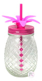 Fabulous Pineapple Sipper Glasses w/Lids & Reusable Straws - Assorted Colors - Aura In Pink Inc.