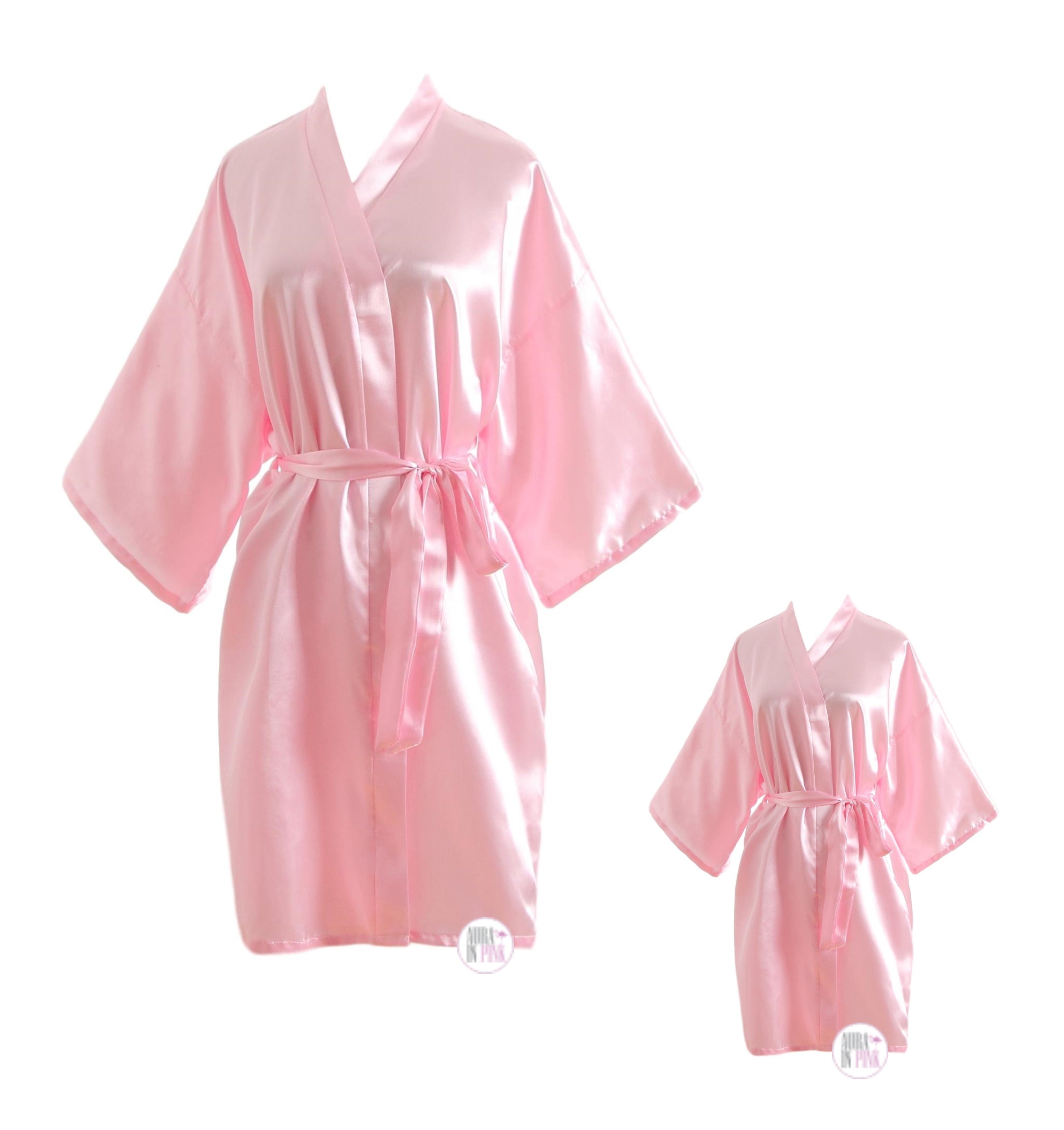 pink silky dressing gown Fitted Satin Gown with Lace Up Back and Rose Detail D5809