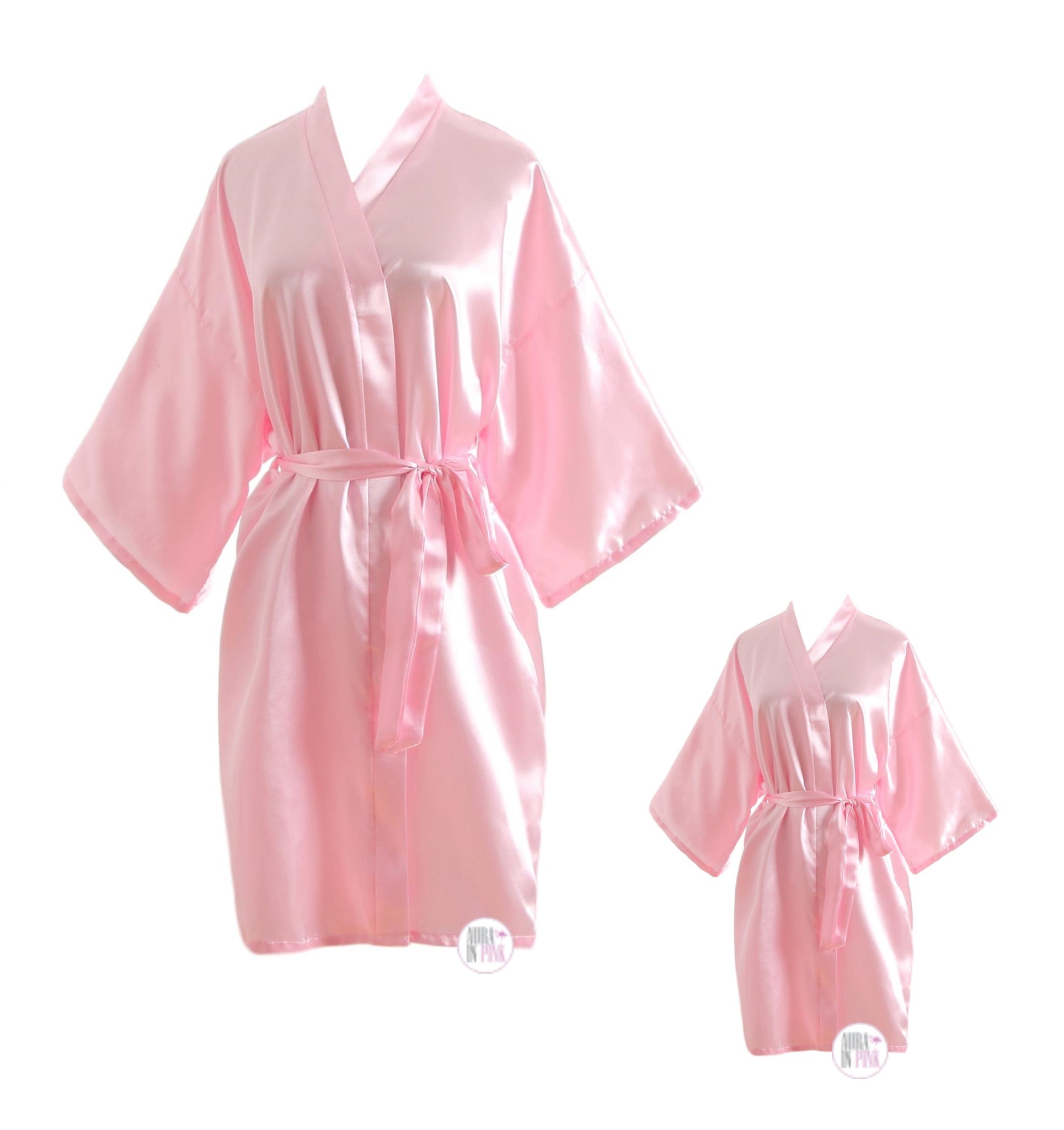 Gorgeous Mommy & Me Pink Satin Makeup Robes – Aura In Pink Inc.