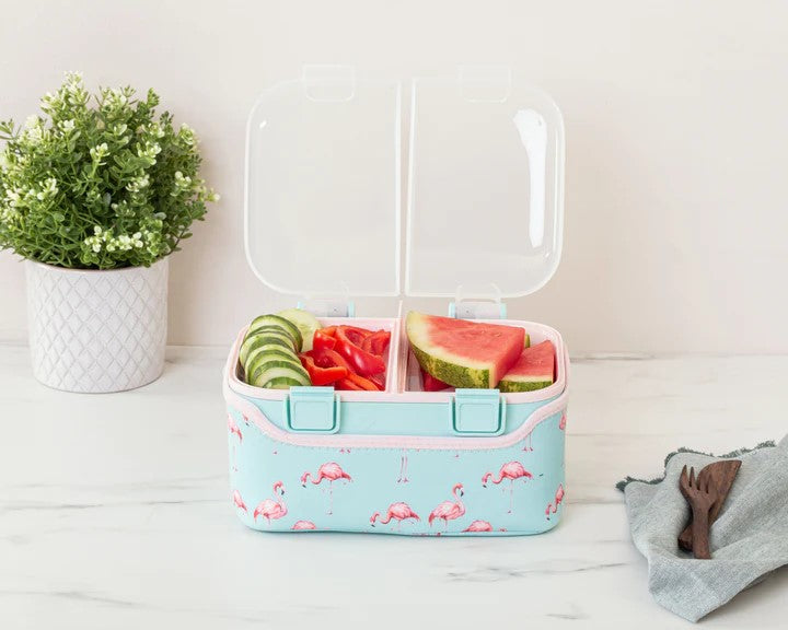 Planet E Minty Flamingo Food Cube 3L All-In-One Compartment Lunch Cont ...
