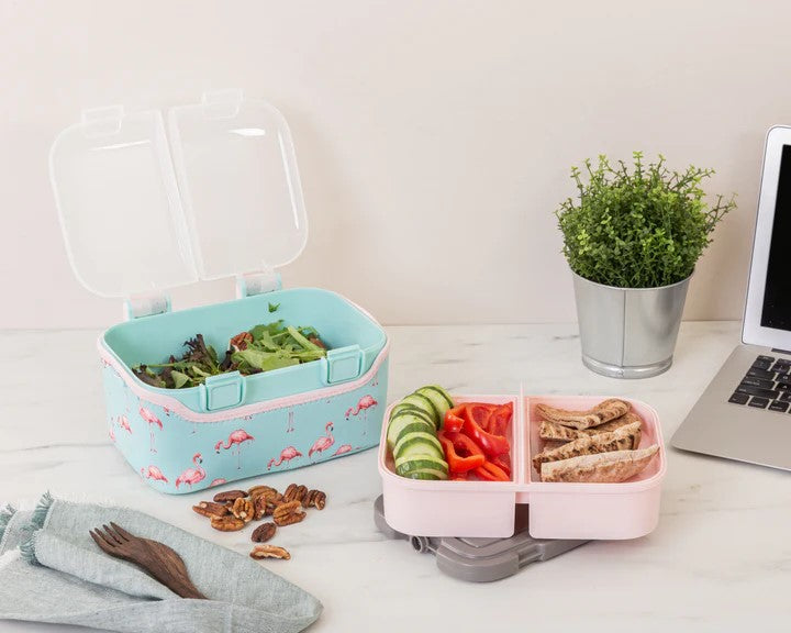 Planet E Minty Flamingo Food Cube 3L All-In-One Compartment Lunch Cont ...