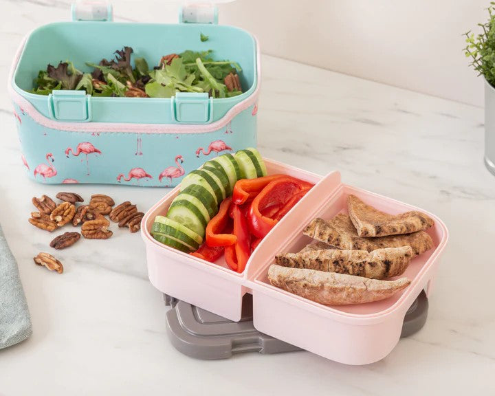 Planet E Minty Flamingo Food Cube 3L All-In-One Compartment Lunch Cont ...