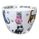 Portobello By Design Life Is Better With A Cat Bows, Bandanas & Sweaters White Bone China Coffee Mug