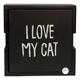 Primitives By Kathy I Love My Cat Wooden Coaster Set of 4 w/Nesting Display Box - Aura In Pink Inc.