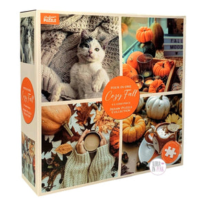Professor Puzzle 4-in-1 Cozy Fall Cat Pumpkin Coffee Autumn 4 x 1000 Piece Jigsaw Puzzle Collection - Aura In Pink Inc.