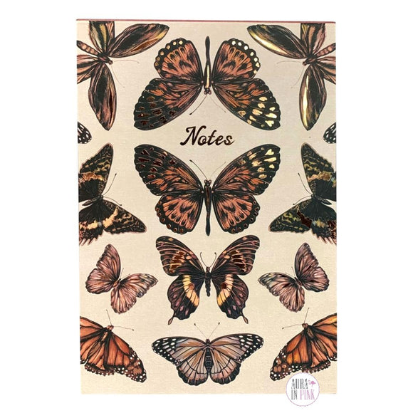 Punch Studio Notes Variety Butterflies Rose Gold Embellished Ruled Flip Notepad