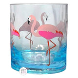 Queenwest Trading Pink Flamingo Clear Blue Outdoor Drinkware Sets of 4 - 2 Sizes Available