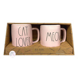 Rae Dunn Artisan Collection by Magenta Cat Lover & Meow Matte Pink Ceramic Coffee Mug Set of 2