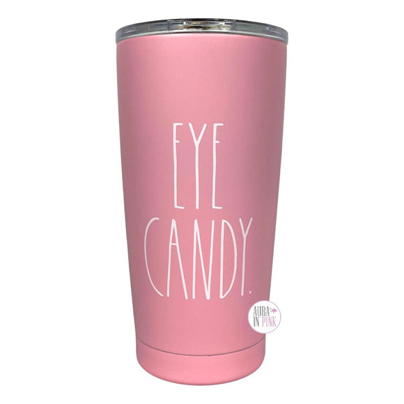 Rae Dunn Eye Candy Bubblegum Pink Insulated Stainless Steel Tumbler w/Lid