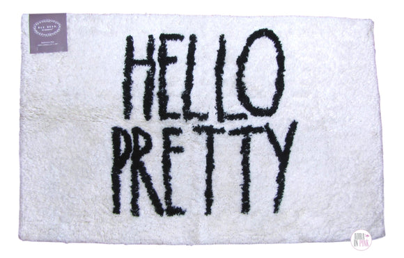 Genuine Rae Dunn by Magenta Hello Pretty White Cotton Bath Mat - Aura In Pink Inc.