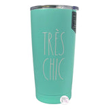 Rae Dunn OCS Designs Tres Chic Tiffany Blue Teal Insulated Stainless Steel Tumbler w/Lid