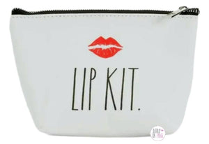 Rae Dunn Red Lipstick Kiss Print Lip Kit Cosmetics Makeup Zip Bag - Aura In Pink Inc.