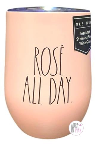 Rae Dunn Rose All Day Pink Insulated Stainless Steel Stemless Wine Gla –  Aura In Pink Inc