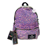 Rainbow Sugar schillernder Rucksack in Pink/Lila mit Metallic- und Pailletten-Optik, mit passendem isolierten, aufrollbaren Lunchsack und Federmäppchen, 3er-Set