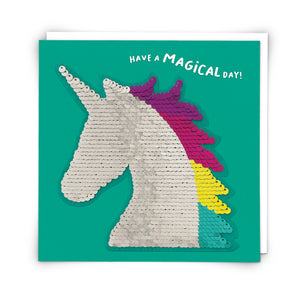 Redback Cards Unicorn Flip Sequin Patch Magical Day Birthday Card - Aura In Pink Inc.