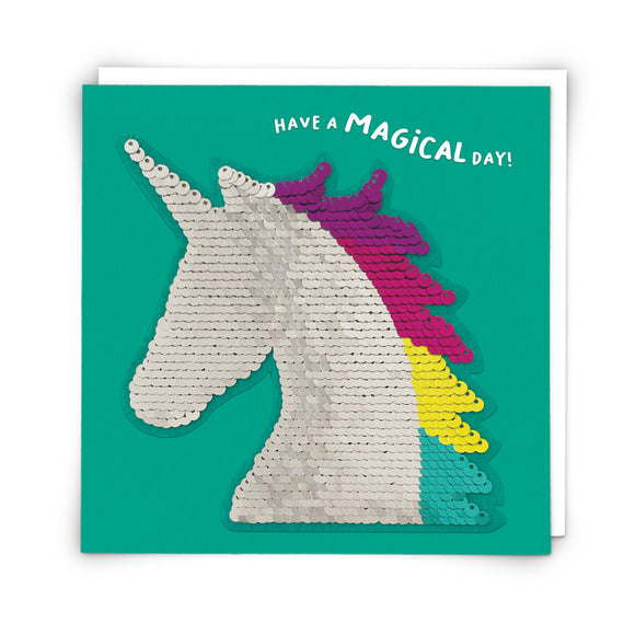 Redback Cards Unicorn Flip Sequin Patch Magical Day Birthday Card - Aura In Pink Inc.