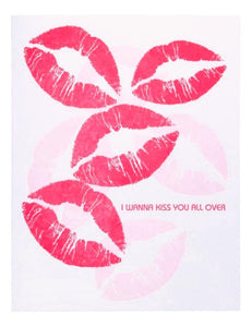 Richie Designs I Wanna Kiss You All Over Lipstick Prints Blank Greeting Card - Aura In Pink Inc.