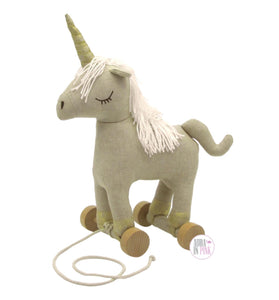 Luxurious Rustic Unicorn Pull Toy - Aura In Pink Inc.