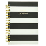 Happy Thoughts Classic Charm Black Stripe Hard Cover Journal - Aura In Pink Inc.