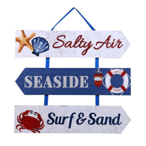 Salty Air Seaside Lobster Shack Surf & Sand Nautical Hanging Glitter Accent Wall Art - Aura In Pink Inc.