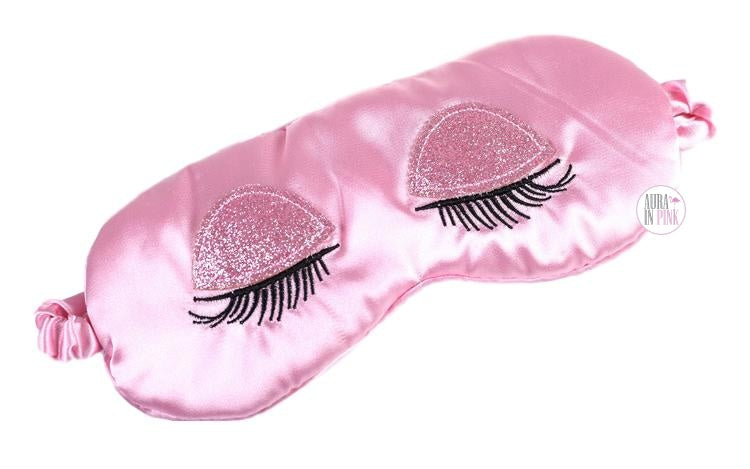 Pink satin sleep mask top