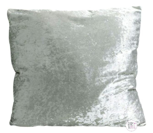 Silver Grey Crushed Velvet Decorative Accent Throw Pillow Cushion 24