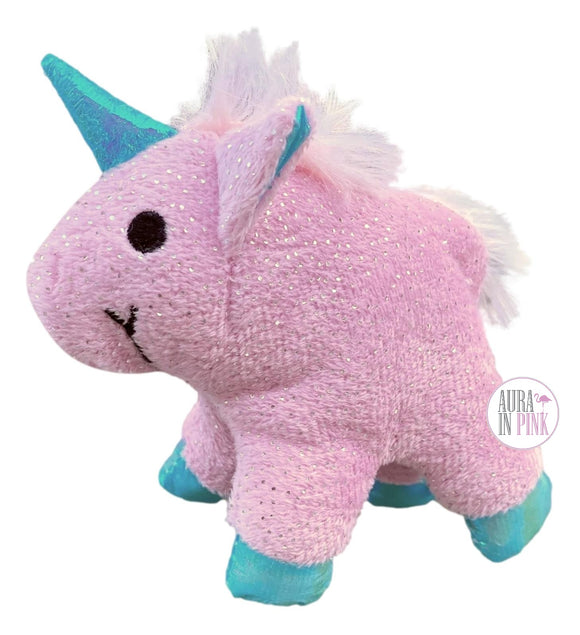 Silver Paw Pink Glitter & Iridescent Blue Crinkle Unicorn Plush Cat Toy