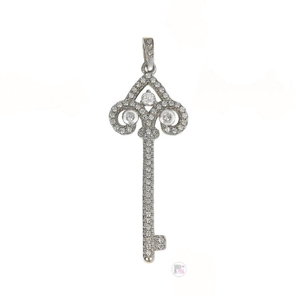 Sterling Silver CZ Key Pendant - Aura In Pink Inc.