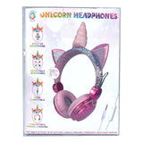 Simply Tech Iridescent Pink Glitter & Magenta Chrome Unicorn Headphones w/Microphone