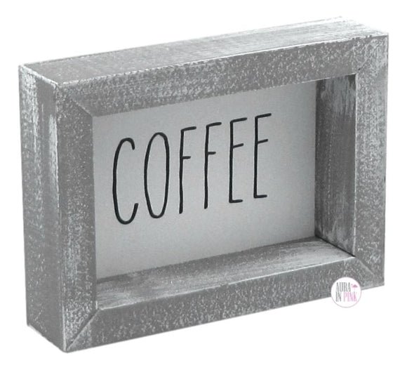Coffee Handcrafted Wooden Box Desk/Shelf Art - Aura In Pink Inc.