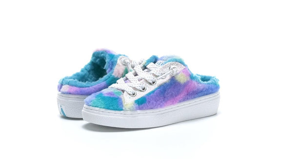 Skechers Goldie Generation Multi-Colored Pastel Rainbow Cozy Slip-On Girls' Shoes - Aura In Pink Inc.