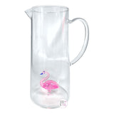 Sleek Glass Spun Pink Flamingo Drinkware Pitcher