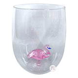 Sleek Glass Spun Pink Flamingo Drinkware Stemless Wine Glass