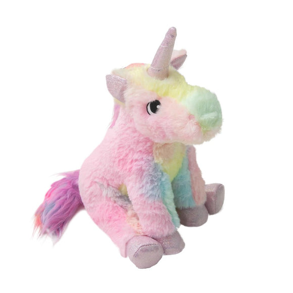 SnugArooz Tye The Unicorn Tie Dye Pastel Rainbow Crinkle Plush Squeaky Dog Toy - Aura In Pink Inc.