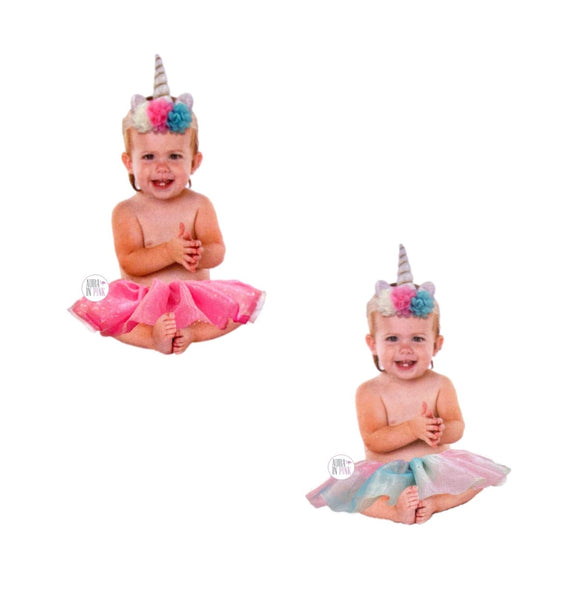 So Dorable Baby 2-teiliges Einhorn-Tutu-Set – schillernde Sterne in Pink und Ombre-Pink, Weiß und Blau